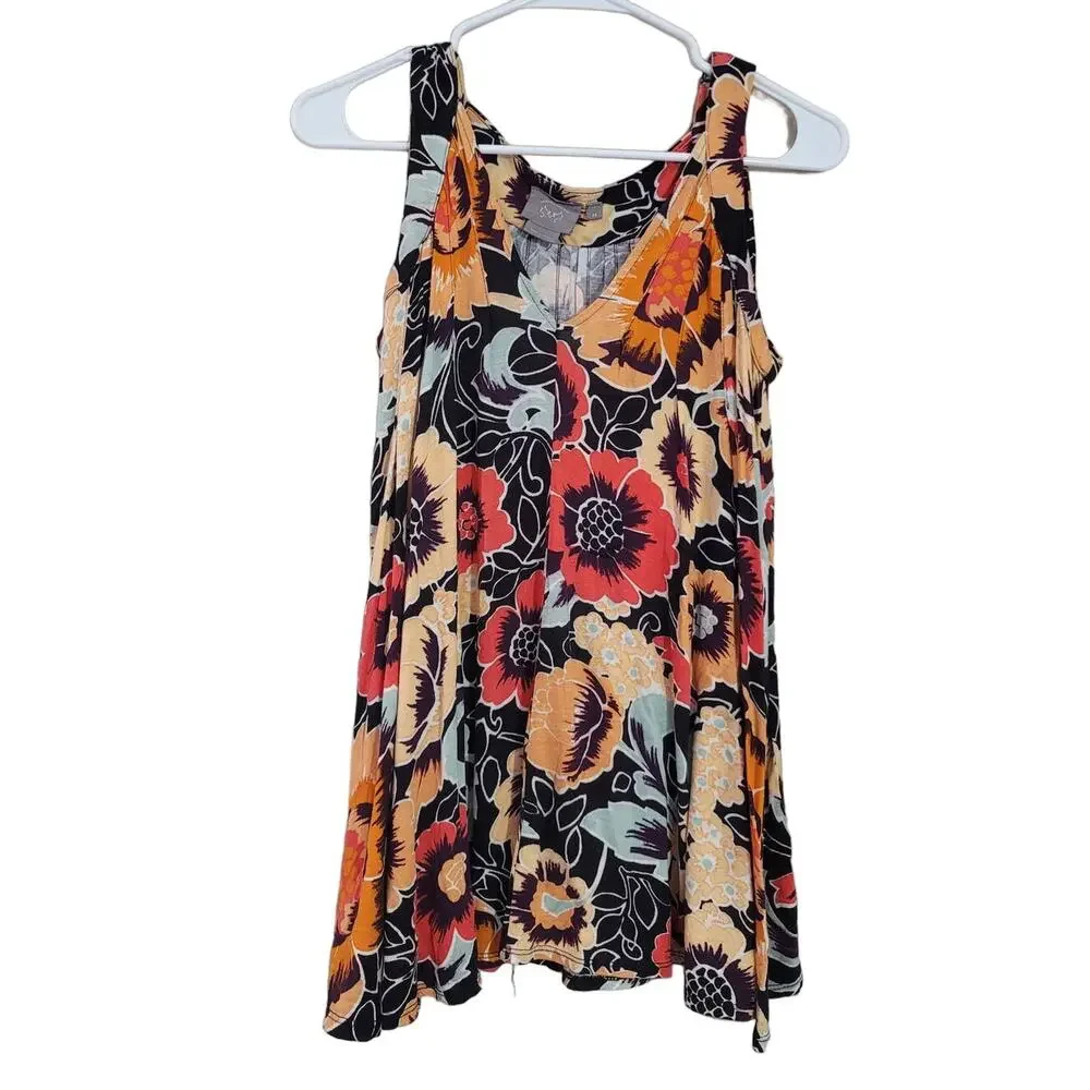 Anthropologie Vanessa Virginia Floral Swing Tank Top Blouse Size XS - Picture 1 of 5